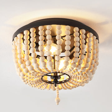 Allison 15" Wood Beaded/Metal LED Flush Mount